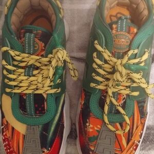 Versace Men's Green and Orange Athletic Shoes